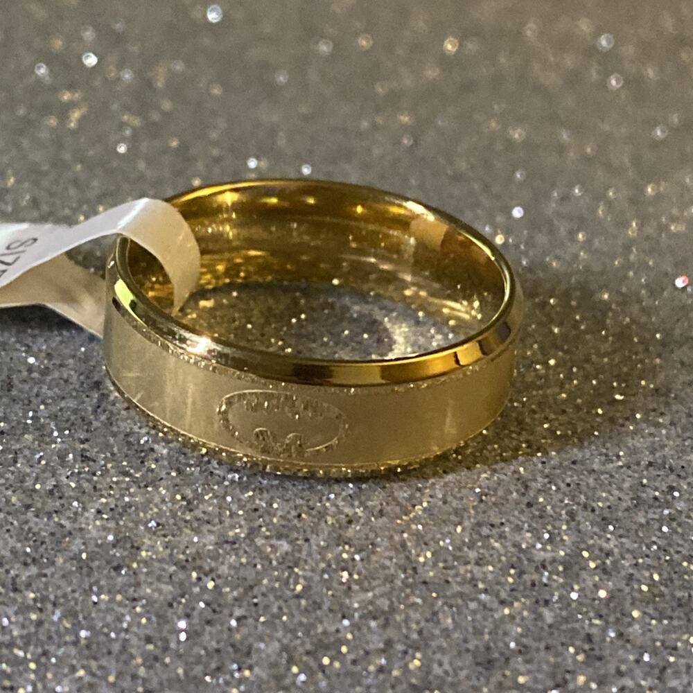 Gold Stainless Steel Batman logo Ring Size 13